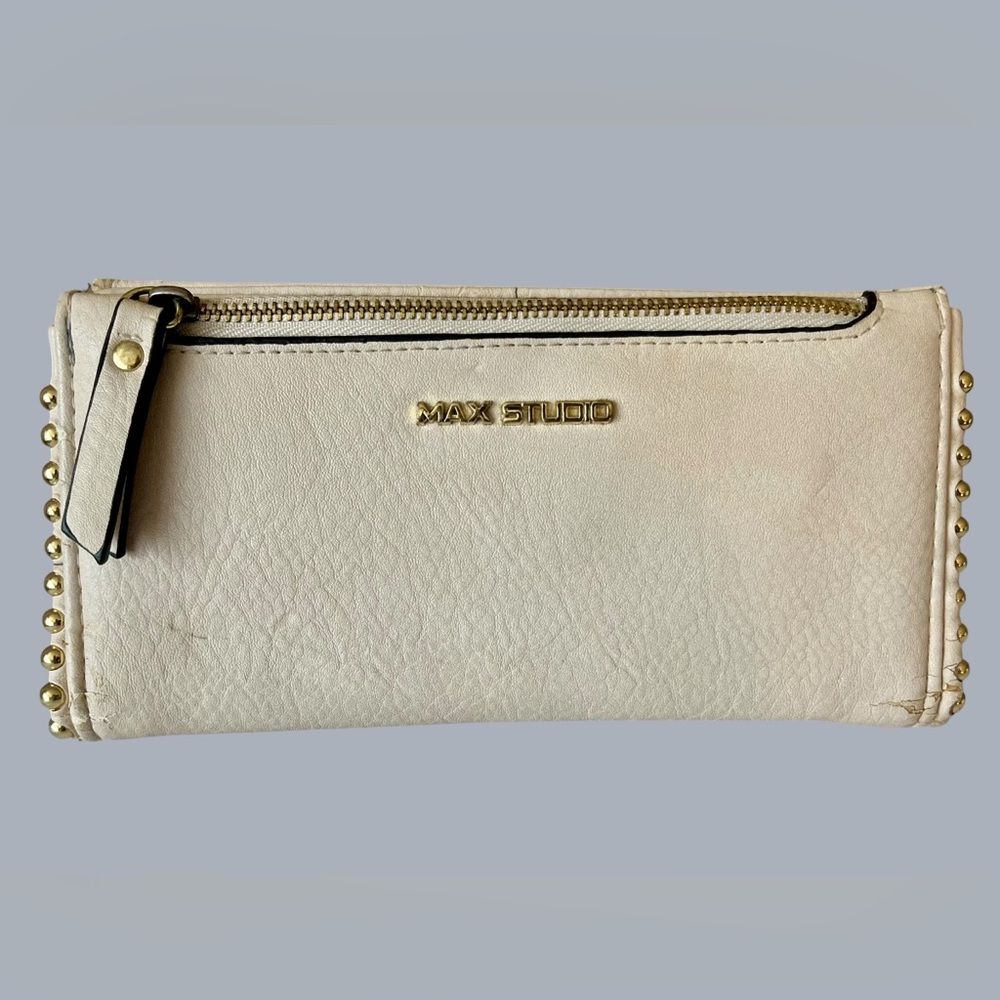 Max Studio Cream/Beige Bifold with Gold Stud Accents - Picture 3 of 9